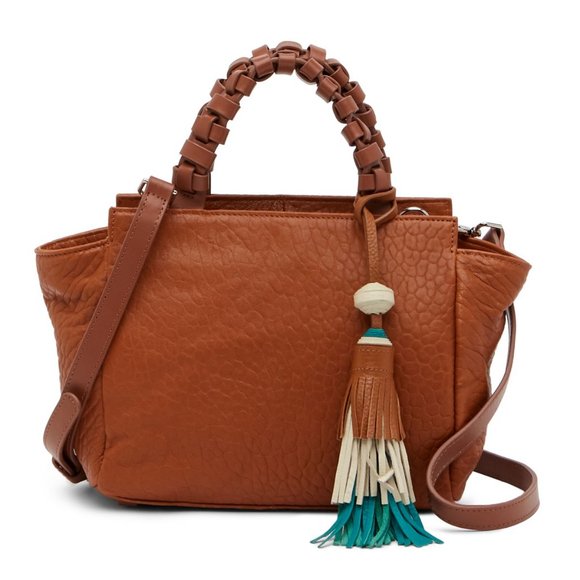 Christopher Kon Handbags - SOLD********CHRISTOPHER KON Tassel Shoulder Handbag Textured Leather NEW Cognac
